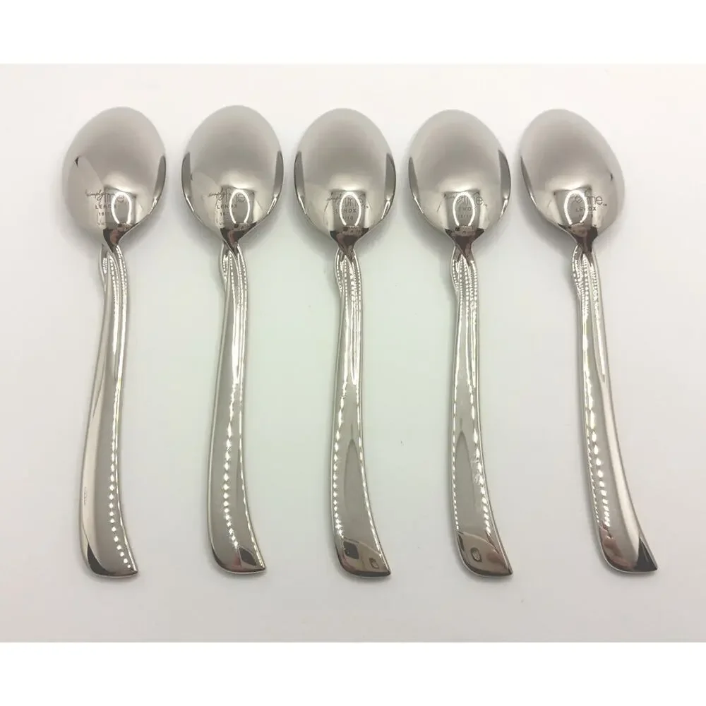 Lenox Simply Fine Twist 5 Piece Teaspoon Set 18/10 Stainless Glossy Vietnam NOS